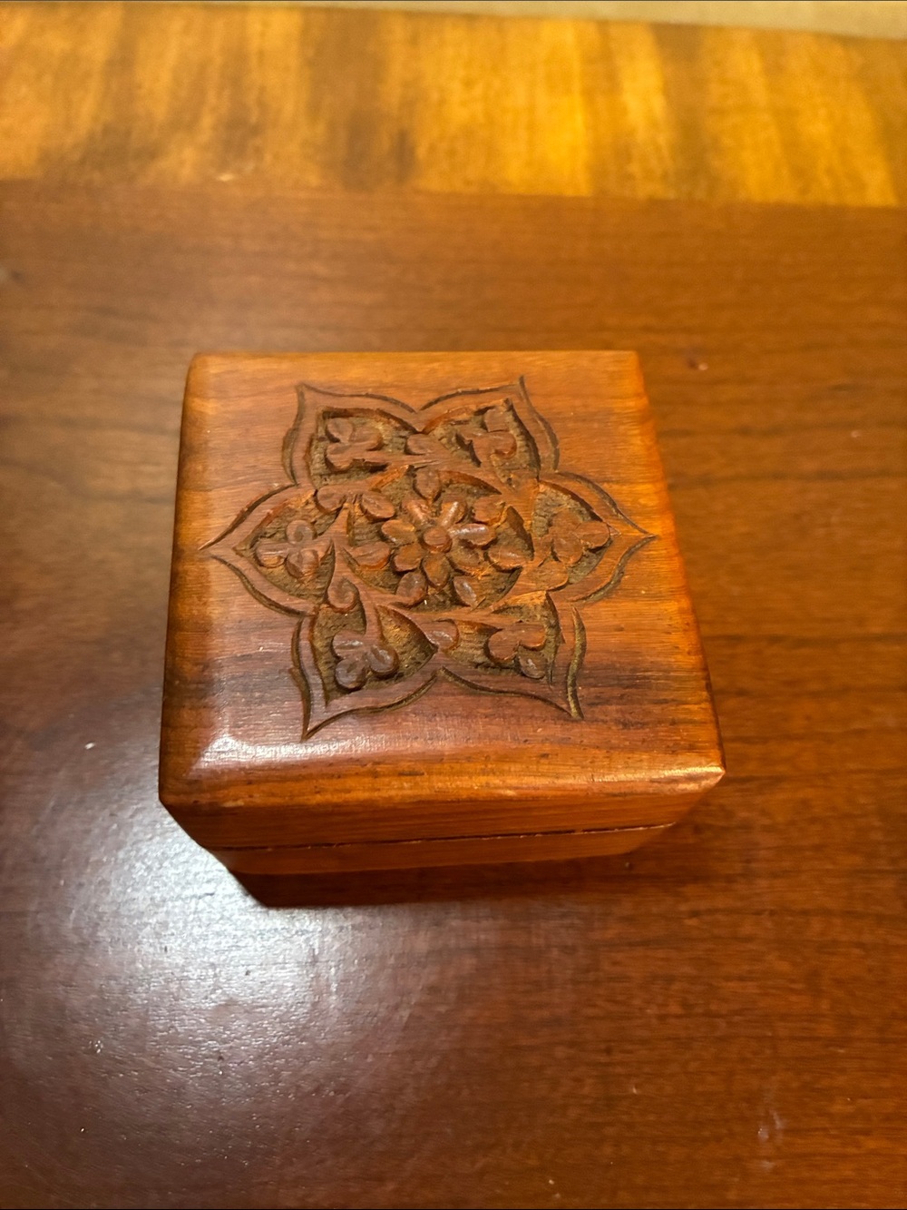 Hand Carved Wooden Trinket Box